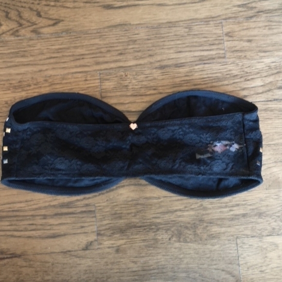 PINK Victoria's Secret Black Studded Bandeau Medium - Picture 2 of 6